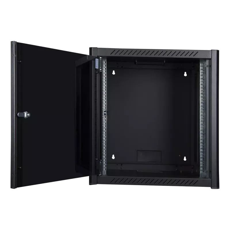 Wandmontagerack LOGON RWM12U45BL 12U Schwarz Schlüsselschloss Kabelmanagement