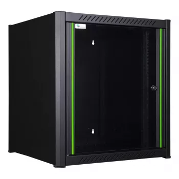 Wandmontagerack LOGON RWM12U45BL 12U Schwarz Schlüsselschloss Kabelmanagement