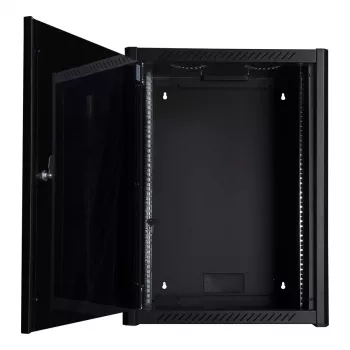 Wandmontageschrank LOGON RWM16U56BL 16U Schwarz Schlüsselschloss Kabelmanagement