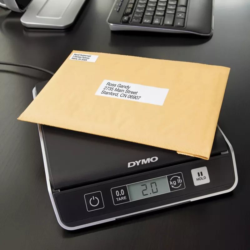 DYMO M2 Digitale Versandwaage | 2 kg Kapazität USB Postwaage | Kompakte Größe 18,5 cm L x 16,1 cm B x 4,4 cm H
