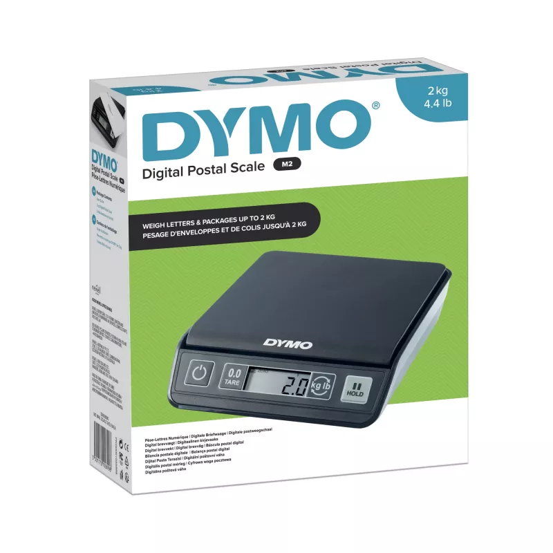 DYMO M2 Digitale Versandwaage | 2 kg Kapazität USB Postwaage | Kompakte Größe 18,5 cm L x 16,1 cm B x 4,4 cm H