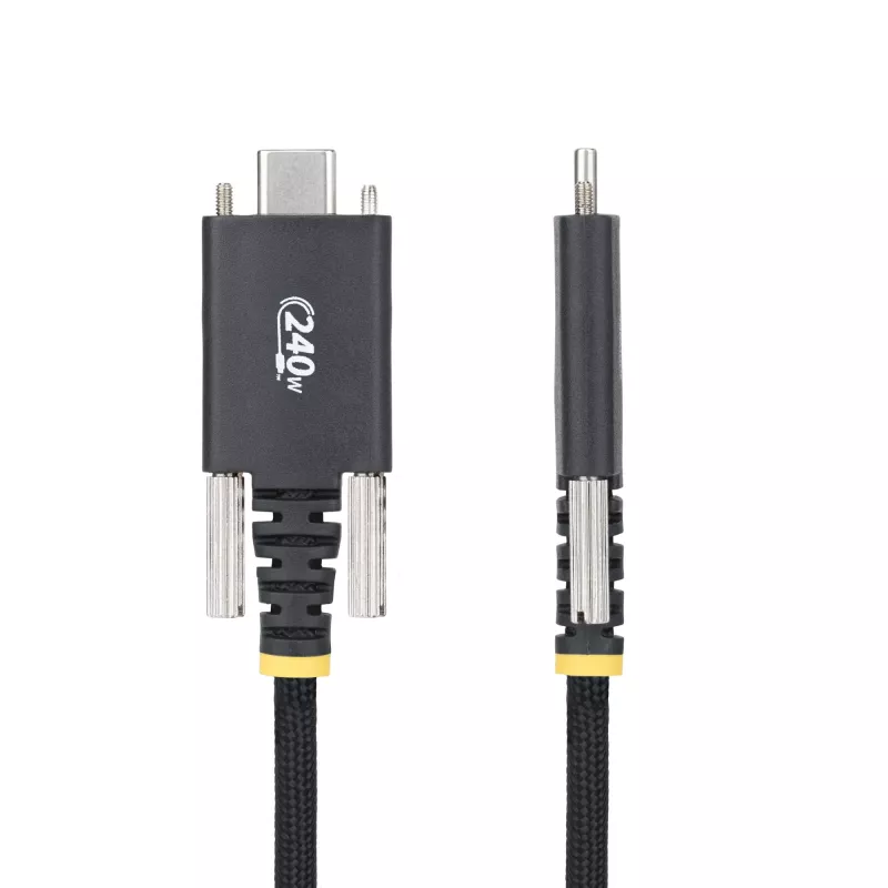 StarTech.com 2 m USB-C-Ladekabel, seitliche Schraubverriegelung, 240 W (5 A) PD EPR, zweischichtiger Silikon-/Flechtmantel, USB-2.0-Laptop-Ladekabel, USB-IF-zertifiziert, robustes USB-C-Ladekabel
