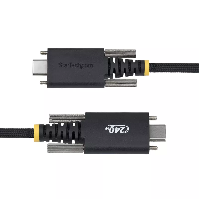 StarTech.com 2 m USB-C-Ladekabel, seitliche Schraubverriegelung, 240 W (5 A) PD EPR, zweischichtiger Silikon-/Flechtmantel, USB-2.0-Laptop-Ladekabel, USB-IF-zertifiziert, robustes USB-C-Ladekabel