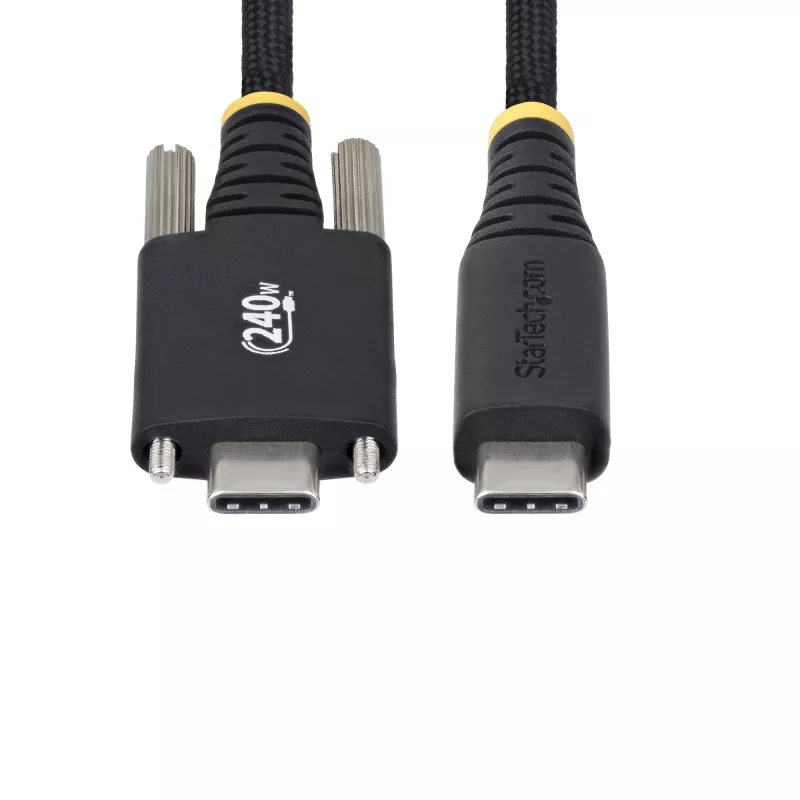 StarTech.com 2 m USB-C-Ladekabel, seitliche Schraubverriegelung, 240 W (5 A) PD EPR, zweischichtiger Silikon-/Flechtmantel, USB-2.0-Laptop-Ladekabel, USB-IF-zertifiziert, robustes USB-C-Ladekabel