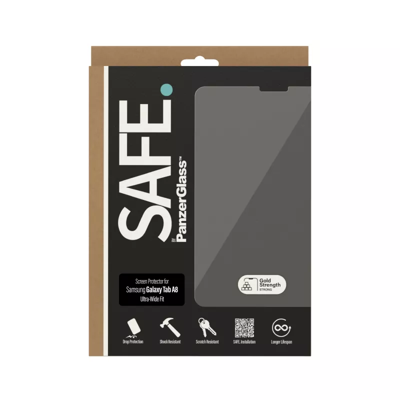Displayschutz PanzerGlass SAFE. von Samsung Galaxy Tab A8 Ultra-Weit-Passform gehärtetes Glas