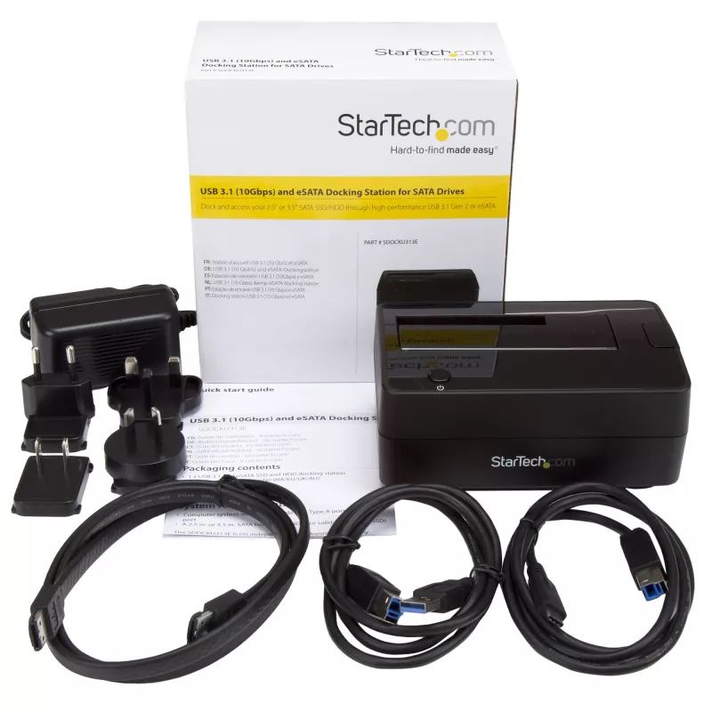 StarTech.com Single Bay USB 3.1 / eSATA to SATA Festplatten-Dockingstation, USB 3.1 (10 Gbit/s) Festplatten-Dock, Externe 2.5/3.5 Zoll SATA III HDD/SSD Dockingstation, Top-Loading Festplattenschacht