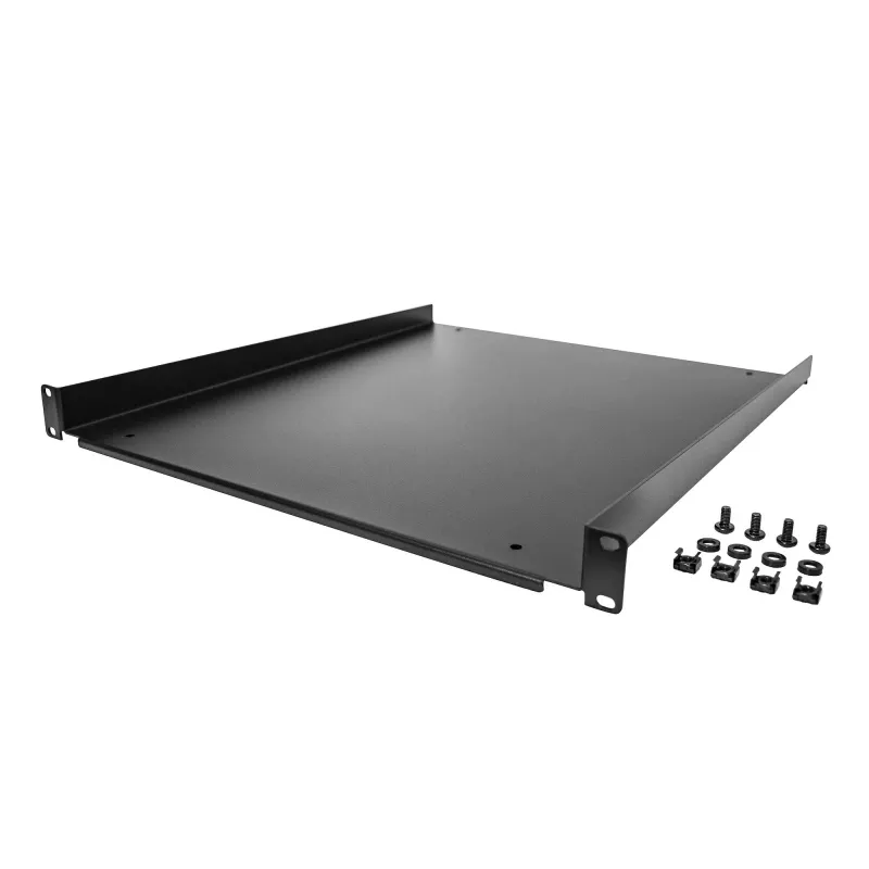 StarTech.com 1U Server-Rack-Einlegeboden – universeller auskragender Rack-Mount-Einlegeboden für 19-Zoll-Netzwerkausrüstungs-Rack und -Schrank – langlebiges Design – Tragfähigkeit 55 lb/25 kg – 20 Zoll tiefes Fach