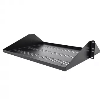 StarTech.com 2U Server-Rack-Regal, mittig montiertes universelles belüftetes Rackmount-Auslegerblech für 19-Zoll-Netzwerkschrank, robuste Stahlausführung, 91 kg Tragfähigkeit, 356 mm Tiefe, Schwarz