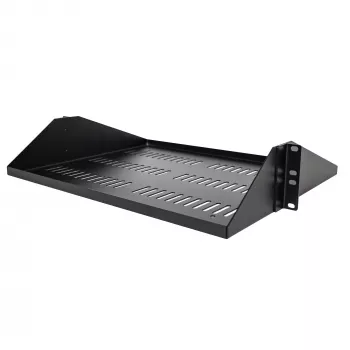 StarTech.com 2U Server-Rack-Regal, mittig montiertes universelles belüftetes Rackmount-Auslegerblech für 19-Zoll-Netzwerkschrank, robuste Stahlausführung, 91 kg Tragfähigkeit, 356 mm Tiefe, Schwarz