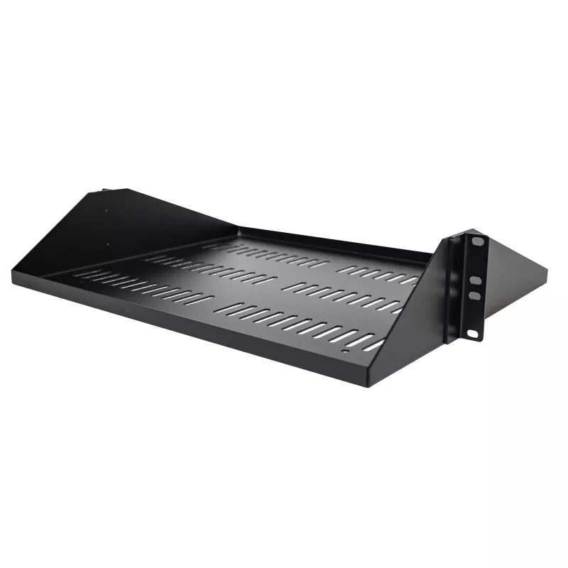 StarTech.com 2U Server-Rack-Regal, mittig montiertes universelles belüftetes Rackmount-Auslegerblech für 19-Zoll-Netzwerkschrank, robuste Stahlausführung, 91 kg Tragfähigkeit, 356 mm Tiefe, Schwarz