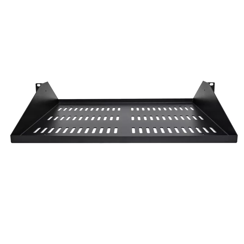 StarTech.com 2U Server-Rack-Regal, mittig montiertes universelles belüftetes Rackmount-Auslegerblech für 19-Zoll-Netzwerkschrank, robuste Stahlausführung, 91 kg Tragfähigkeit, 356 mm Tiefe, Schwarz