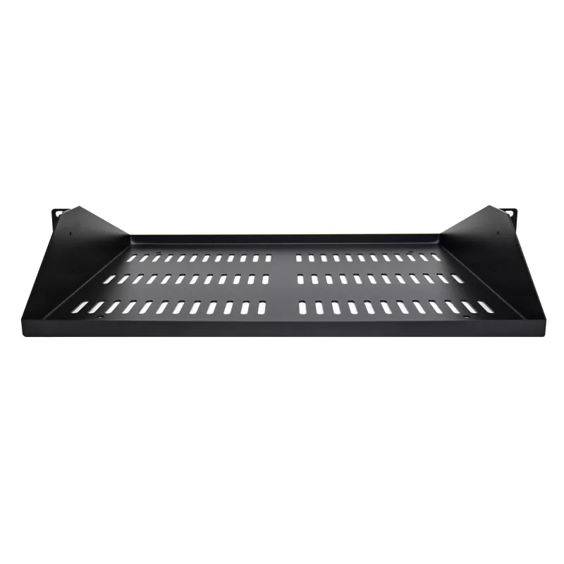 StarTech.com 2U Server-Rack-Regal, mittig montiertes universelles belüftetes Rackmount-Auslegerblech für 19-Zoll-Netzwerkschrank, robuste Stahlausführung, 91 kg Tragfähigkeit, 356 mm Tiefe, Schwarz