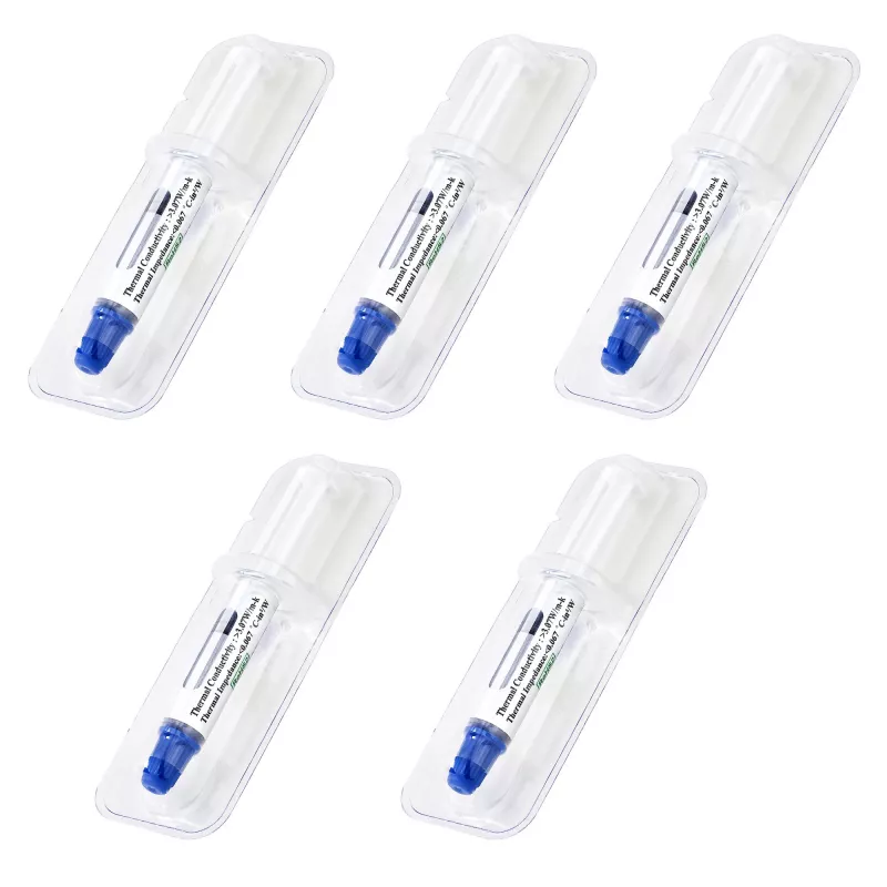 StarTech.com Wärmeleitpaste, 5er-Pack wiederverschließbare Spritzen (je 1,5 g), Metalloxid-Verbindung, Wärmeleitpaste für CPU-Kühlkörper