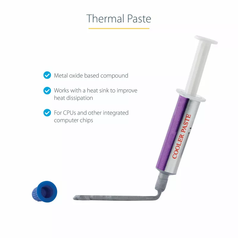 StarTech.com Wärmeleitpaste, Metalloxid-Verbindung, wiederverschließbare Spritze (1,5 g), Wärmeleitpaste für CPU-Kühlkörper