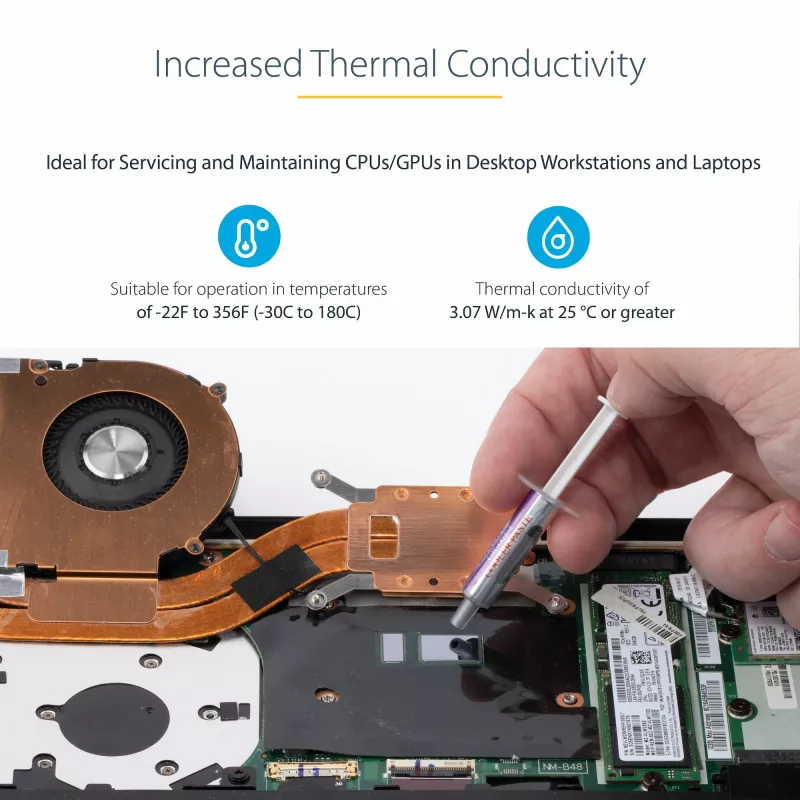 StarTech.com Wärmeleitpaste, Metalloxid-Verbindung, wiederverschließbare Spritze (1,5 g), Wärmeleitpaste für CPU-Kühlkörper