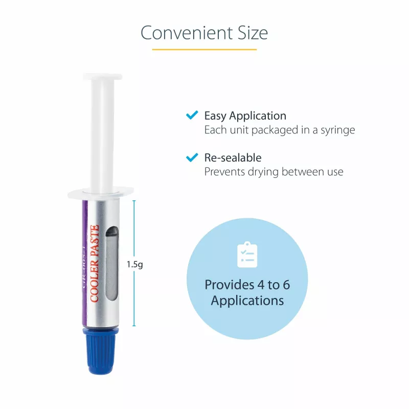 StarTech.com Wärmeleitpaste, Metalloxid-Verbindung, wiederverschließbare Spritze (1,5 g), Wärmeleitpaste für CPU-Kühlkörper