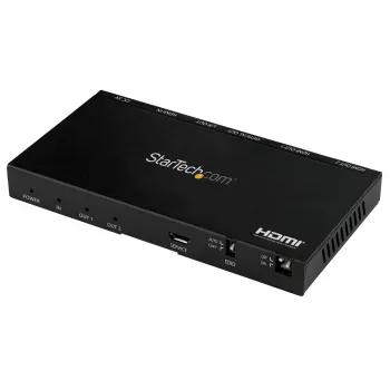 StarTech.com 2-Port HDMI-Splitter (1x2) – 4K 60Hz UHD HDMI 2.0 Audio-Video-Splitter mit Scaler und Audio-Extractor (3,5 mm/SPDIF) – Dual HDMI-Splitter (1-Eingang 2-Ausgang) – EDID-Kopie – TV/Projektor