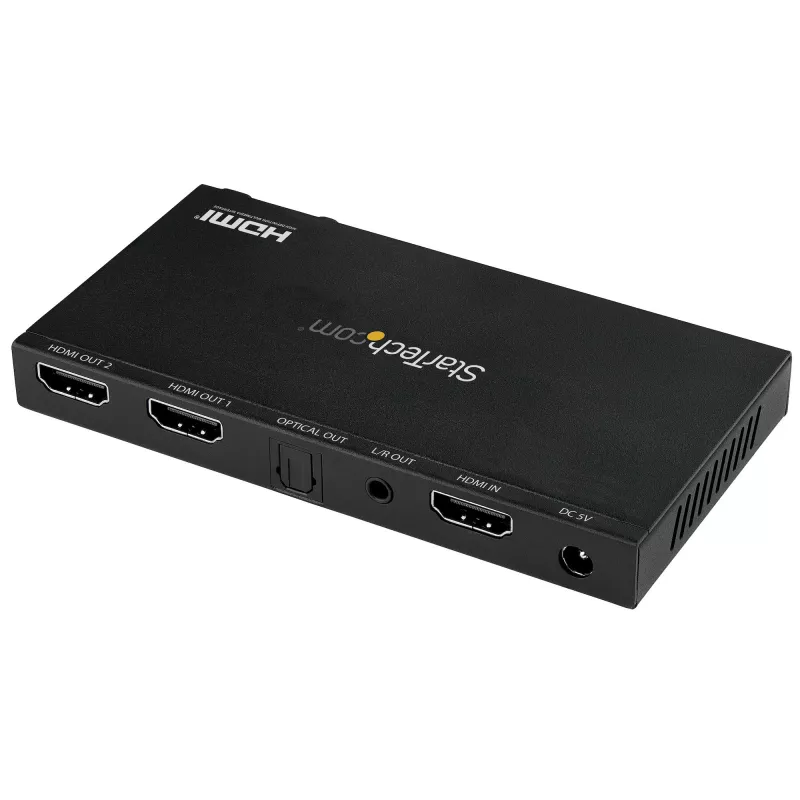 StarTech.com 2-Port HDMI-Splitter (1x2) – 4K 60Hz UHD HDMI 2.0 Audio-Video-Splitter mit Scaler und Audio-Extractor (3,5 mm/SPDIF) – Dual HDMI-Splitter (1-Eingang 2-Ausgang) – EDID-Kopie – TV/Projektor