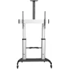 StarTech.com Mobiler TV-Ständer – Schwerlast-TV-Wagen für 60–100 Zoll Displays (100 kg) – höhenverstellbarer rollender Flachbildschirm-Bodenständer auf Rädern – universelle TV-Halterung mit Ablagen