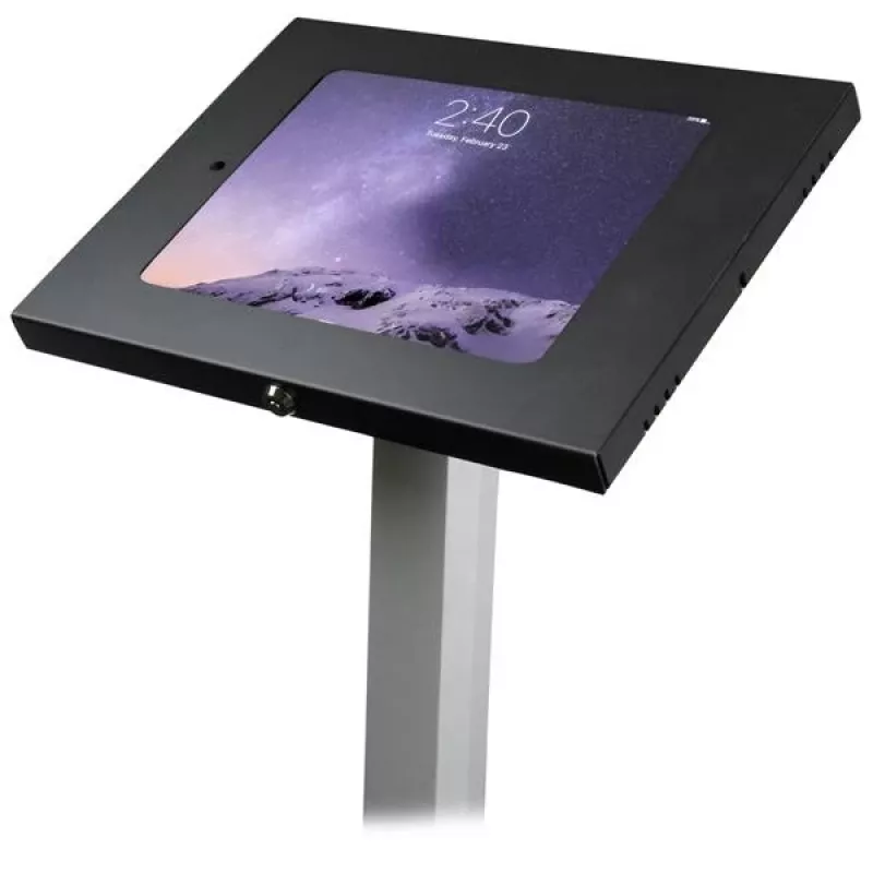 StarTech.com Sicherer Tablet-Bodenständer - Diebstahlsicher, Schwarz, Silber, Tablet, Multimediaständer, Aluminium, Kunststoff, Stahl, 1,5 kg, 24,6 cm (9,7 Zoll)