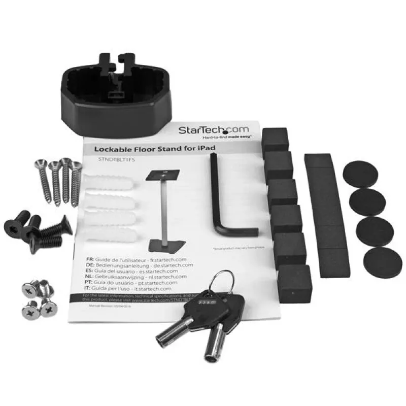 StarTech.com Sicherer Tablet-Bodenständer - Diebstahlsicher, Schwarz, Silber, Tablet, Multimediaständer, Aluminium, Kunststoff, Stahl, 1,5 kg, 24,6 cm (9,7 Zoll)