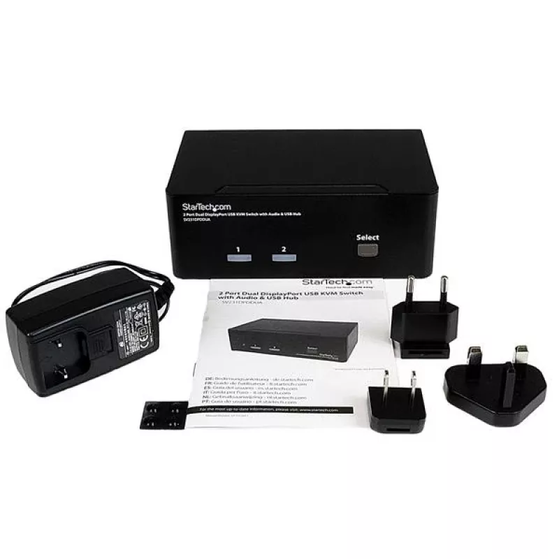 StarTech.com 2-Port Dual DisplayPort USB KVM-Switch mit Audio & USB 2.0 Hub