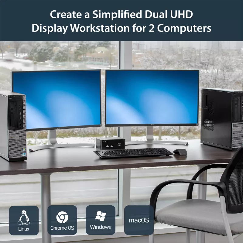 StarTech.com 2-Port DisplayPort Dual-Monitor KVM Switch – 4K 60Hz