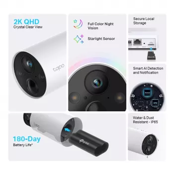 TP-Link Tapo Smartes kabelloses Überwachungskamera-System, 1-Kamera-System