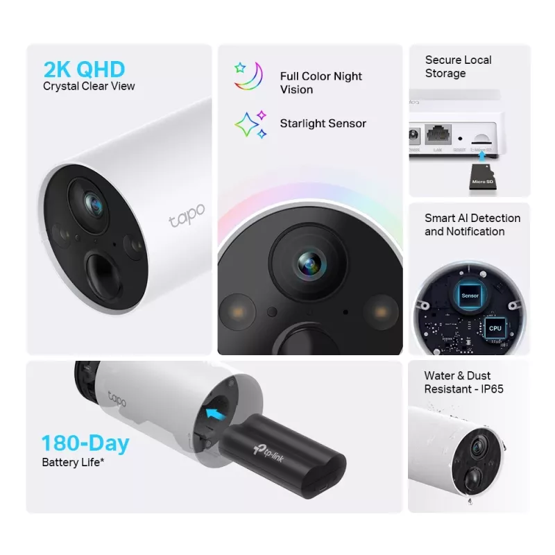 TP-Link Tapo Smartes kabelloses Überwachungskamera-System, 1-Kamera-System