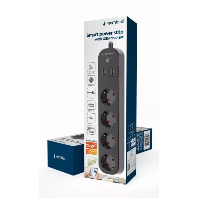 Steckdosenleiste Gembird TSL-PS-S4U-01 Smart 4 AC-Ausgänge