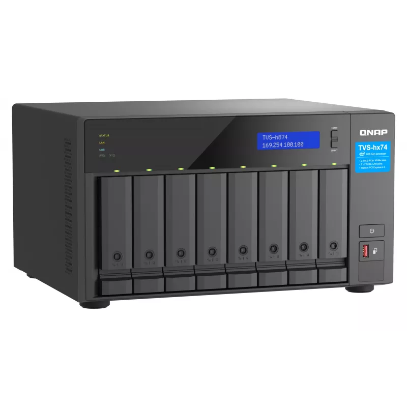 QNAP TVS-h874 NAS Tower Intel® Core™ i7 32 GB DDR4 0 TB QuTS hero Schwarz