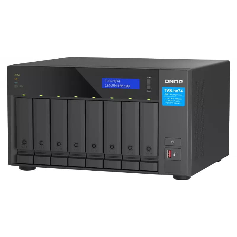 QNAP TVS-h874 NAS Tower Intel® Core™ i7 32 GB DDR4 0 TB QuTS hero Schwarz