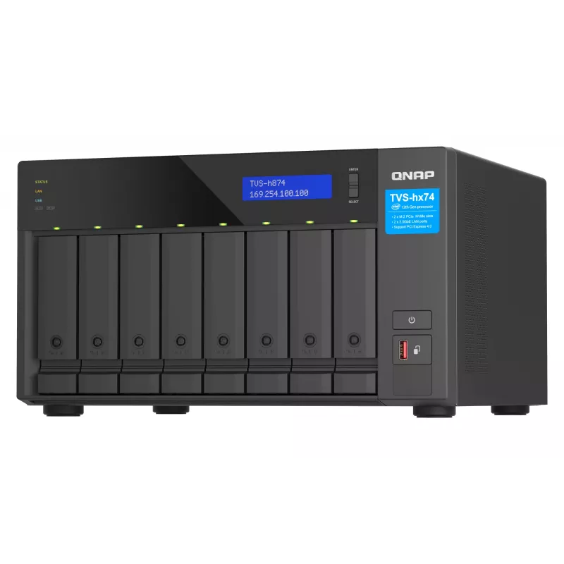 QNAP TVS-h874 NAS Tower Intel® Core™ i7 32 GB DDR4 0 TB QuTS hero Schwarz