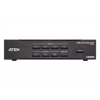 ATEN CAMLIVE PRO 4K 4-Input HDMI to USB Video Switcher, Black, HDMI, 3840 x 2160 pixels, Metal, Taiwan, 3840 x 2160 1920 x 1080 1280 x 720