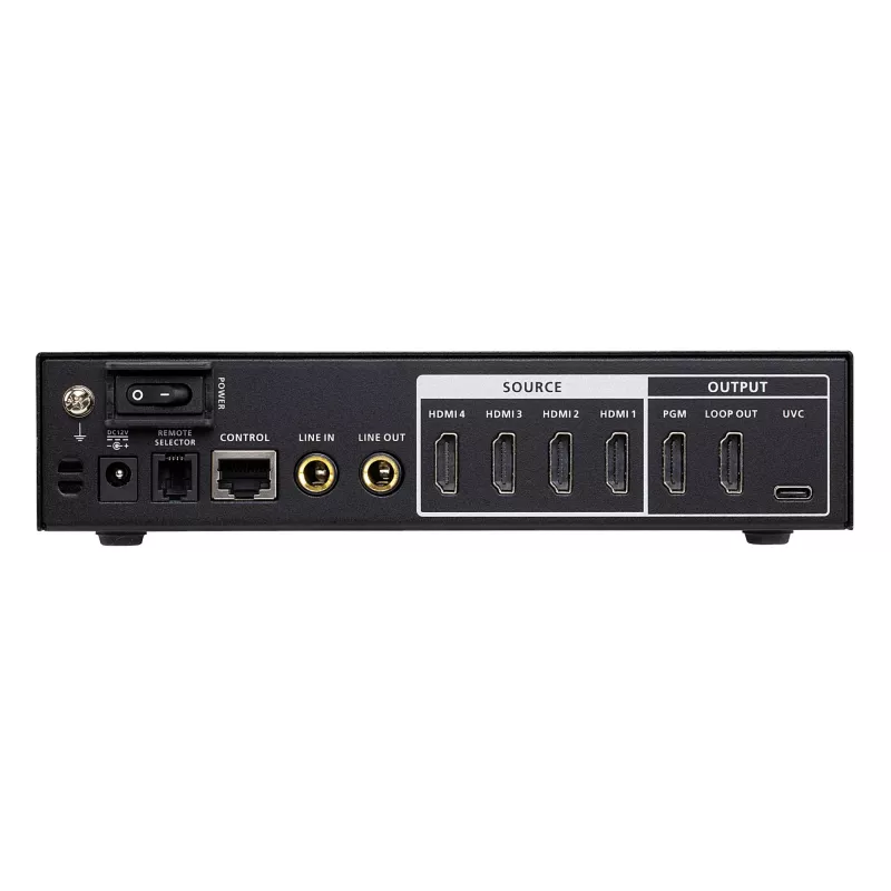 ATEN CAMLIVE PRO 4K 4-Input HDMI to USB Video Switcher, Black, HDMI, 3840 x 2160 pixels, Metal, Taiwan, 3840 x 2160 1920 x 1080 1280 x 720