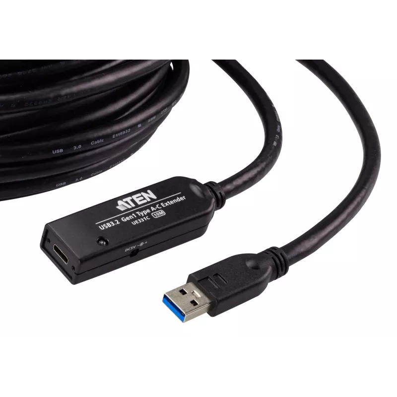 ATEN USB 3.2 Gen1 Verlängerungskabel 10m USB A auf USB C Schwarz