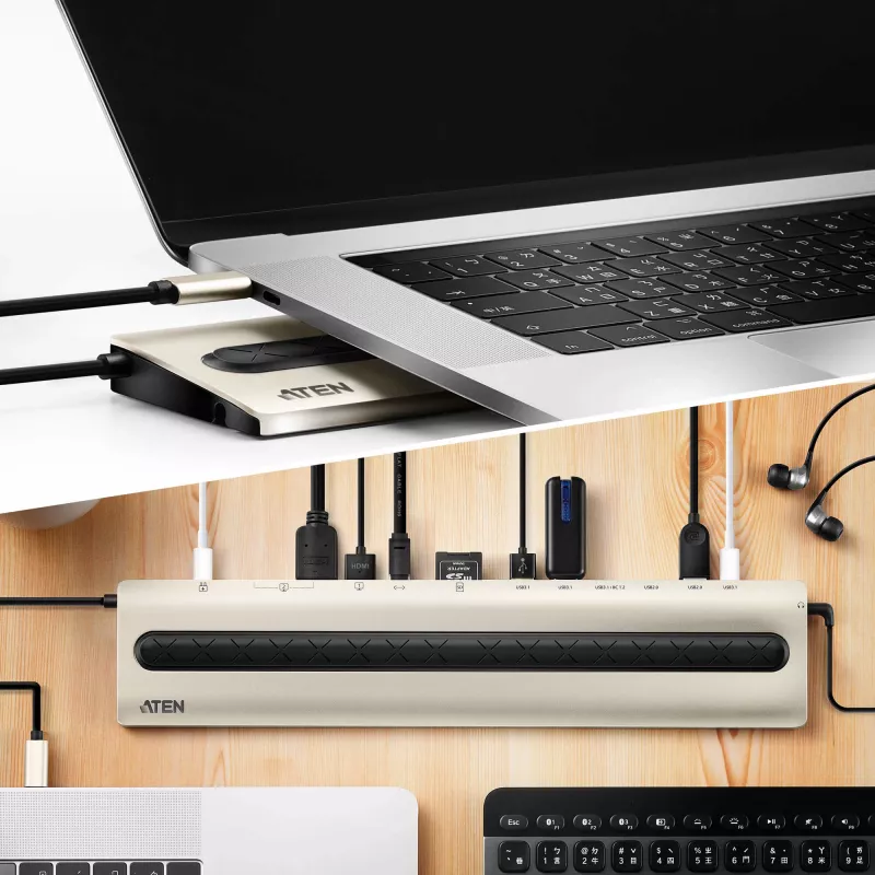 ATEN USB-C Multiport-Dock mit Power Pass-Through