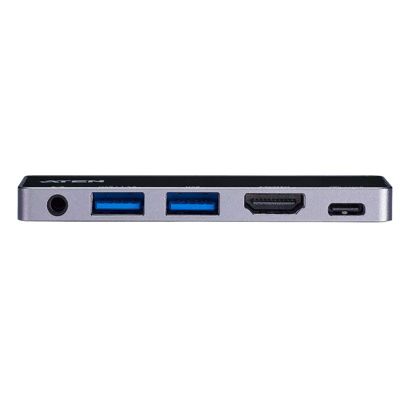 ATEN USB-C Travel Dock mit Stromdurchleitung, Universal, USB Typ-C, Schwarz, Silber
