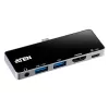 ATEN USB-C Travel Dock mit Stromdurchleitung, Universal, USB Typ-C, Schwarz, Silber