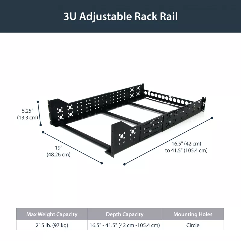 StarTech.com 3U feste 19-Zoll Universal-Server-Rackschienen mit einstellbarer Tiefe