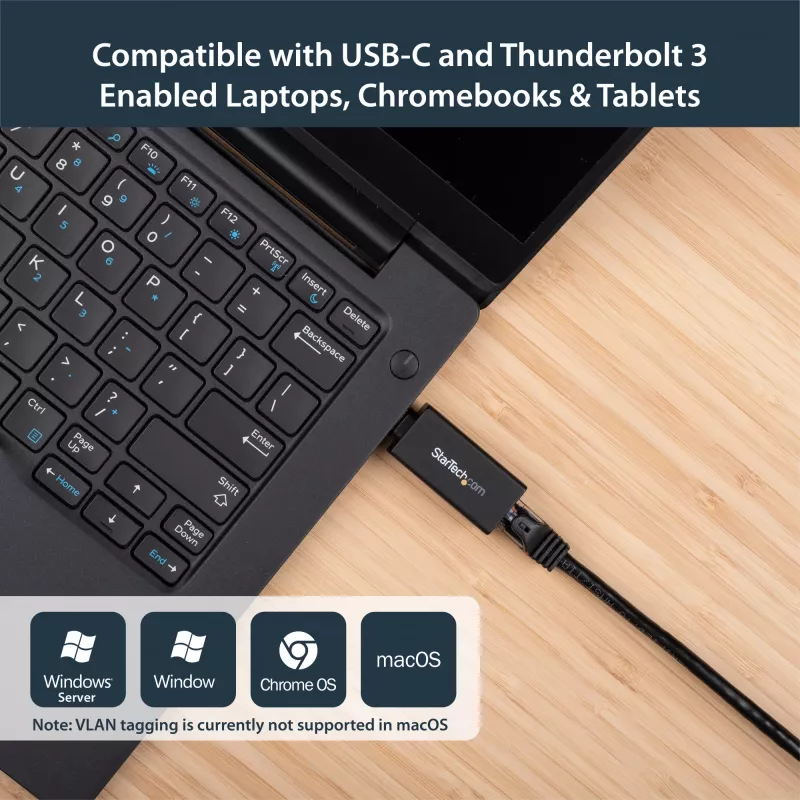 StarTech.com USB C auf Gigabit Ethernet Adapter – 1 Gbit/s NIC USB 3.0/USB 3.1 Typ C Netzwerkadapter – 1GbE USB-C auf RJ45/LAN-Port Thunderbolt 3 kompatibel Windows MacBook Pro Chromebook