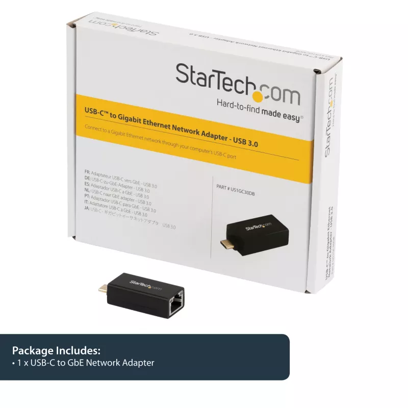 StarTech.com USB C auf Gigabit Ethernet Adapter – 1 Gbit/s NIC USB 3.0/USB 3.1 Typ C Netzwerkadapter – 1GbE USB-C auf RJ45/LAN-Port Thunderbolt 3 kompatibel Windows MacBook Pro Chromebook