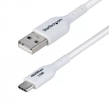 StarTech.com 3m (9.8ft) USB-A zu USB-C Ladekabel, Laden & Synchronisieren, 3A, USB 2.0, TPE-Mantel – Weißes USB-Ladekabel