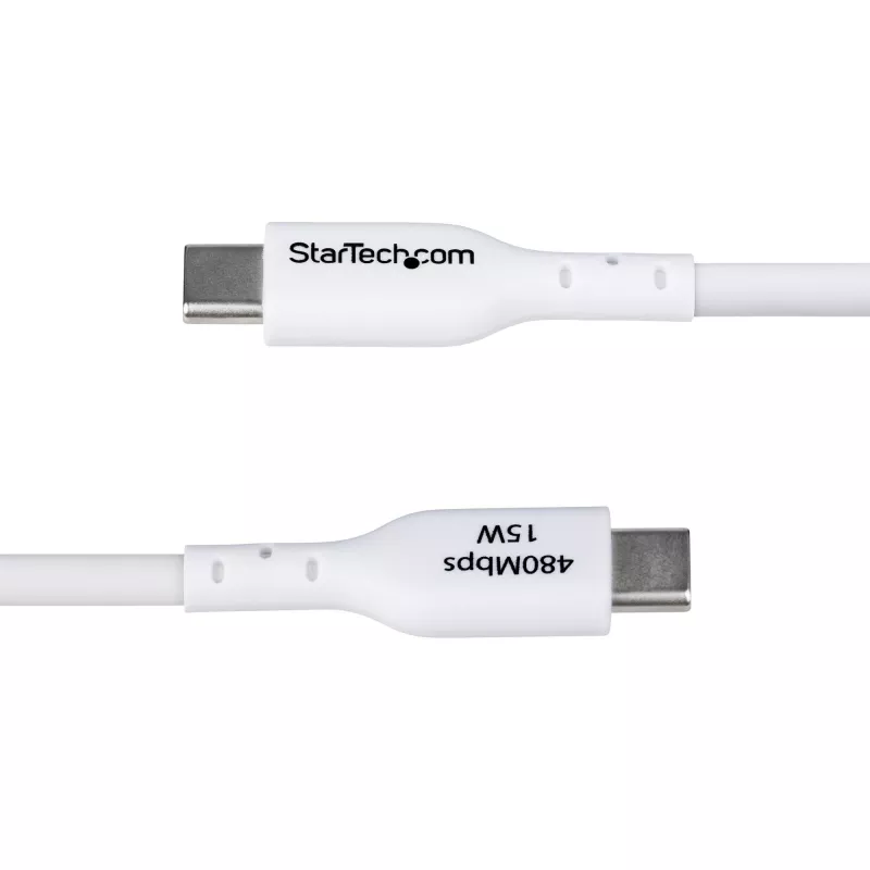 StarTech.com 3m (9.8ft) USB-A zu USB-C Ladekabel, Laden & Synchronisieren, 3A, USB 2.0, TPE-Mantel – Weißes USB-Ladekabel