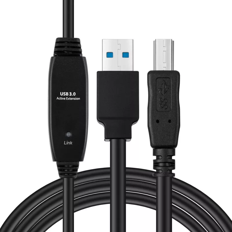 Microconnect Active USB3.0 A-B 7m M-M Schwarz Kabel 5 Gbit/s