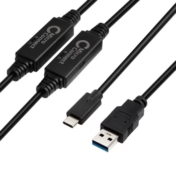 Microconnect USB3.1CA10AMP USB-Kabel USB 3.2 Gen 1 (3.1 Gen 1) 10 m USB C USB A Schwarz