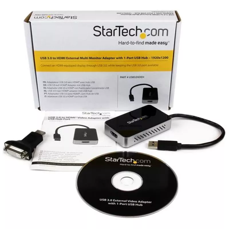 StarTech.com USB 3.0 zu HDMI Adapter mit 1x USB, USB zu HDMI Monitor Konverter für Windows (keine Unterstützung für macOS/ChromeOS/Linux) - TAA
