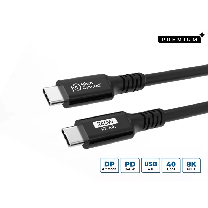 USB-Kabel Microconnect USB4CC05-240W 0,5m USB C 40 Gbit/s Schwarz