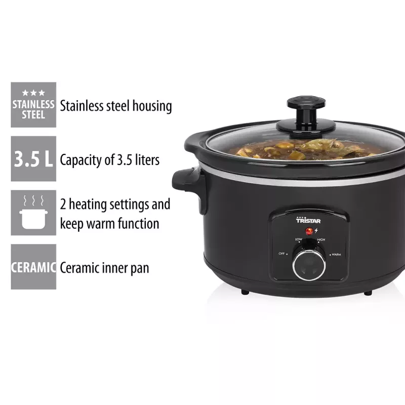 Slow Cooker Tristar VS-3915 3,5L Schwarz Drehregler 180W
