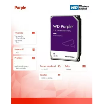 Western Digital WD22PURZ interne Festplatte 3,5 Zoll 2000 GB Serial ATA